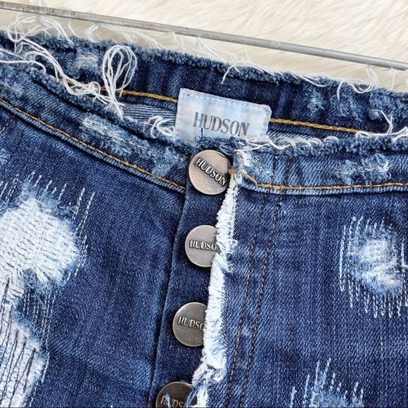 HUDSON Jeans Deconstructed Button Fly Denim Shorts - Picture 3 of 8